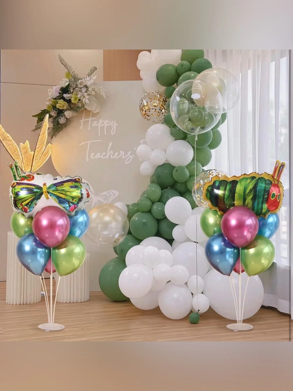 Multicolor Kids' Party Balloon Sets with Caterpillar & Butterfly Foils. NIB